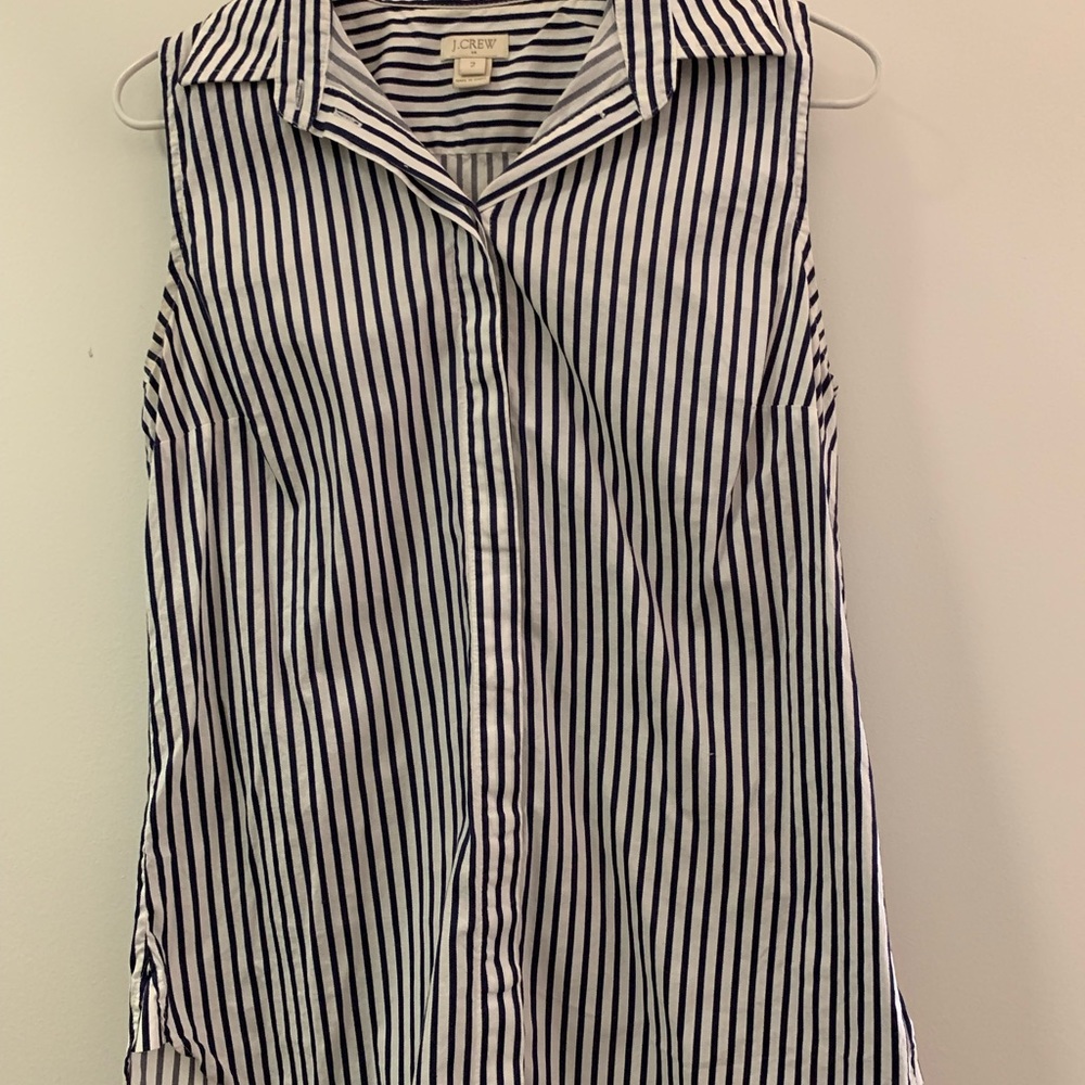 J.Crew navy and white pinstripe tank top blouse